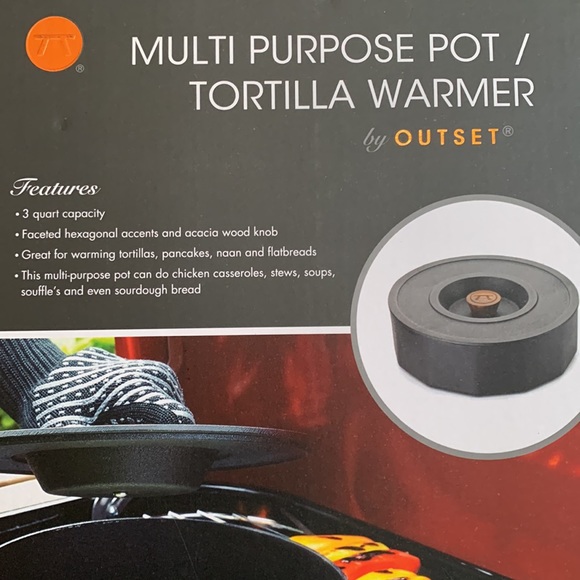 Outset Cast Iron Multi-Purpose Pot, Tortilla and Pancake Warmer with Lid 3 Quart - Picture 8 of 9